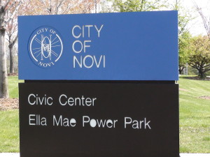 Novi Michigan Ella Mae Power Park sign